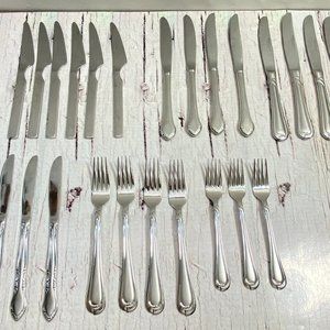 24 Mismatched Silver Plated Forks and knives - Wedding Silverware - Vintage Silv